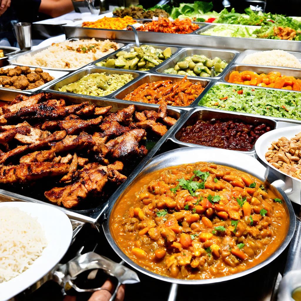 Buffet self-service do Escondidinho, com pratos caseiros variados